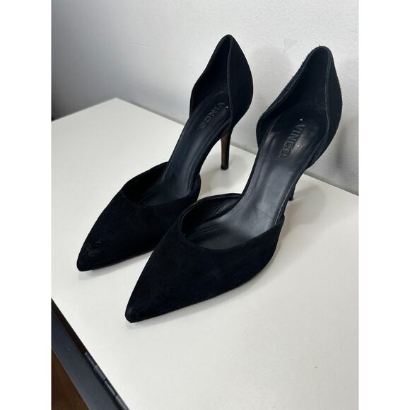 Vince Paulette d'Orsay Black Suede Pointed Toe Cut-Out Stiletto Heel Pump 9 - Picture 3 of 16